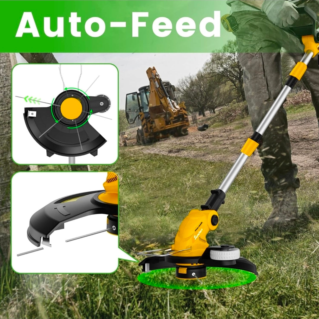 20V Electric Cordless String Trimmer, 2X 2.0Ah Battery Powered Lawn Trimmer